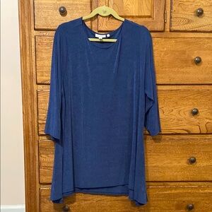 Chico's Relaxed Blue 3/4 Sleeve Tunic